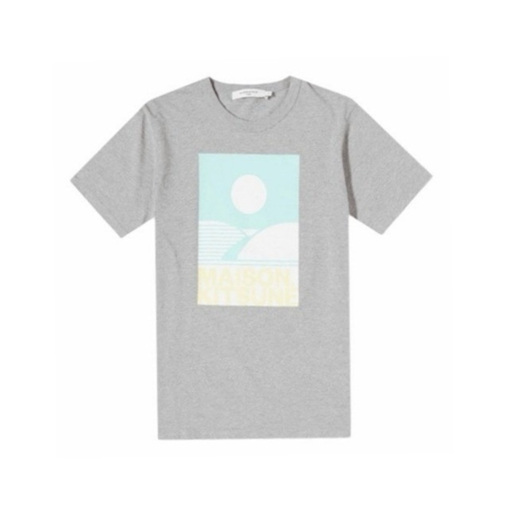 Maison Kitsune x Anthony Burrill Edition Graphic Tee Grey Melange Cotton Knit XS